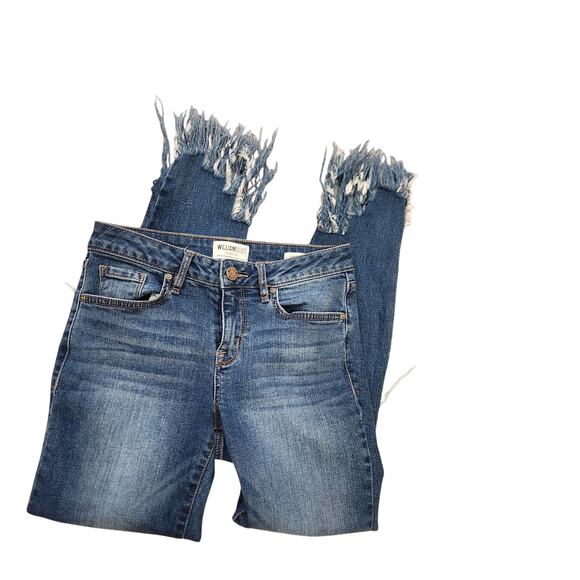 William Rast By Justin Timberlake & Trace Ayala Fringed Ankle Ripped Jeans Sz 25 - Picture 1 of 5